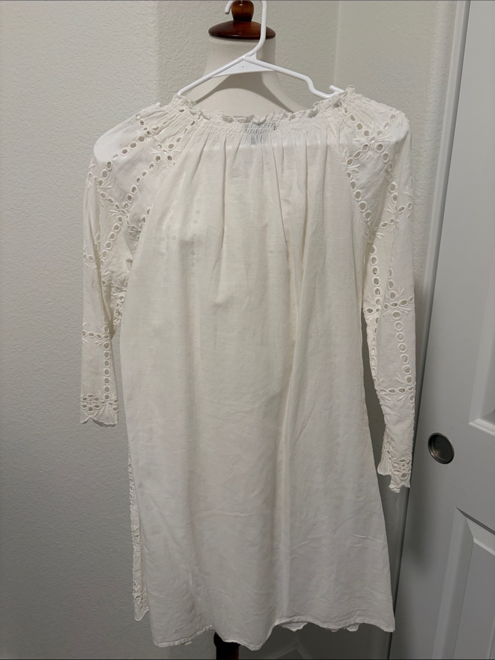 Thread & Supply White Eyelet Long-Sleeve Peasant Dress - Picture 3 of 3